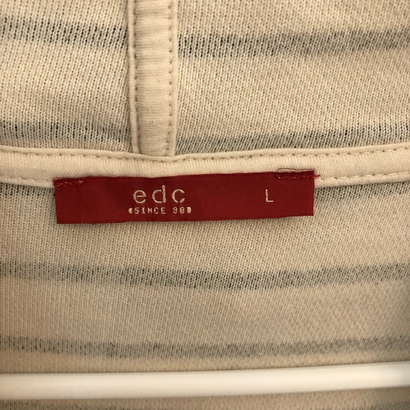 edc Esprit Cream Black Stripe Hooded Jacket Large - Picture 4 of 5
